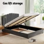 Artiss Bed Frame Queen Size Velvet Grey FION - Image 4