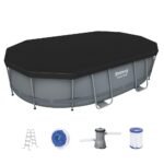 Bestway 488x305x107cm Swimming Pool Steel Frame Set w/ Pump Filter Ladder Cover - Image 3