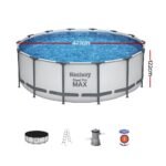 Bestway Swimming Pool 427x427x122cm Steel Frame Above Ground Pools Round Filter Pump Ladder - Image 2