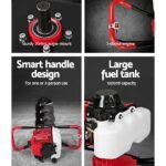 Giantz 63CC Post Hole Digger 300mm Petrol Drill Extension Auger Bits - Image 6