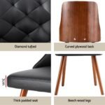 1 Set of 2 Artiss Dining Chairs Black PU - Image 6