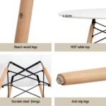 1 Artiss Dining Table and 4 Chairs Set Round White - Image 5