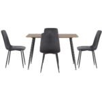 1 Artiss Dining Table and 4 Chairs Set Grey Velvet - Image 3