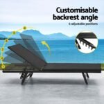 Gardeon Sun Lounge Outdoor Lounger Steel Beach Chair Patio Furniture Black - Image 5