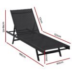 Gardeon Sun Lounge Outdoor Lounger Steel Beach Chair Patio Furniture Black - Image 2