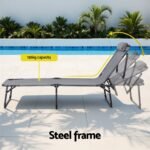 Gardeon Sun Lounger Folding Lounge Beach Chair Patio Outdoor Furniture - Image 5
