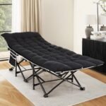 Artiss Folding Bed With Mattress Heavy Duty Black 185CM - Image 7