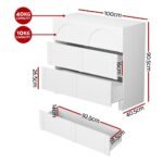 Artiss 3 Chest of Drawers Lowboy Dresser Cabinet White - Image 3