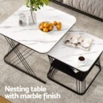 Artiss Nesting Coffee Table Set of 2 Marble Effect - Image 4