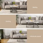 Artiss Nesting Coffee Table Set of 2 Marble Effect - Image 6