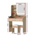 Artiss Dressing Table Set Stool Led Wood - Image 3