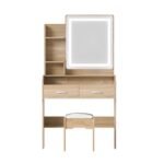 Artiss Dressing Table Set Stool Led Wood - Image 4