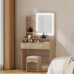 Artiss Dressing Table Set Stool Led Wood - Image 8