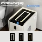 Artiss Smart Bedside Table with Wireless Charging - AIDA White - Image 4