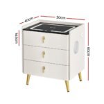 Artiss Bedside Table Wireless Charging - ALMA White - Image 2