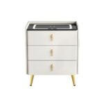 Artiss Bedside Table Wireless Charging - ALMA White - Image 3