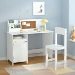 Keezi Kids Table and Chair Set Children Study Play Toys Desk w/ Cabinet Storage