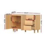 130cm Artiss Buffet Sideboard Cupboard Cabinet Pantry Storage Drawer Pine - Image 4