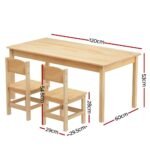 1 Keezi Kids Table and 2 Chairs Set Pinewood - Image 2