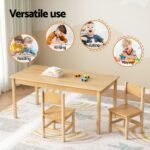 1 Keezi Kids Table and 2 Chairs Set Pinewood - Image 4