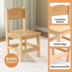 1 Keezi Kids Table and 2 Chairs Set Pinewood - Image 6