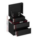 Artiss Bedside Table LED 2 Drawers Lift-up Storage - COLEY Black - Image 2