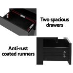 Artiss Bedside Table LED 2 Drawers Lift-up Storage - COLEY Black - Image 6