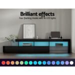 Artiss Entertainment Unit TV Cabinet LED 215cm Black Caya - Image 6