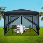 Instahut Gazebo Pop Up Marquee 3x3m Wedding Party Outdoor Camping Tent Canopy Shade Mesh Wall Black - Image 7