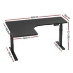 Artiss Standing Desks L-shape Motorised 160CM Black - Image 2