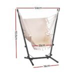 Gardeon Hammock Chair Outdoor Camping Hanging with Stand Cream - Image 2