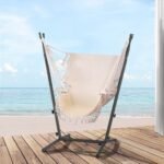 Gardeon Hammock Chair Outdoor Camping Hanging with Stand Cream - Image 7