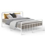 Artiss Bed Frame Metal Bed Frame LEO - Queen (White) - Image 7