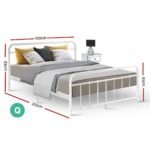 Artiss Bed Frame Metal Bed Frame LEO - Queen (White) - Image 2