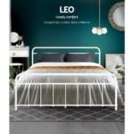Artiss Bed Frame Metal Bed Frame LEO - Queen (White) - Image 3