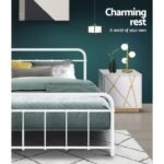 Artiss Bed Frame Metal Bed Frame LEO - Queen (White) - Image 5