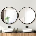 Embellir 2 Wall Mirror Makeup 90cm Home Decor Framed Mirrors Bathroom Round Black - Image 7