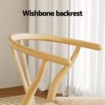 1 Set of 6 Artiss Dining Chairs Wooden Rattan Seat Wishbone Back - Image 5