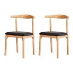 Artiss 2x Dining Chairs Rubber Wood Leather Seat Black