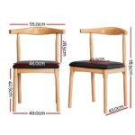 Artiss 2x Dining Chairs Rubber Wood Leather Seat Black - Image 2