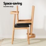 Artiss 2x Dining Chairs Rubber Wood Leather Seat Black - Image 6