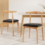 Artiss 2x Dining Chairs Rubber Wood Leather Seat Black - Image 7