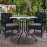 Gardeon 3PC Bistro Set Outdoor Furniture Rattan Table Chairs Cushion Patio Garden Lyra - Image 8