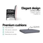 Gardeon 3PC Bistro Set Outdoor Furniture Rattan Table Chairs Cushion Patio Garden Lyra - Image 13