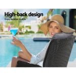 Gardeon 2PC Recliner Chairs Sun lounge Wicker Lounger Outdoor Furniture Adjustable Black - Image 6