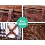 Alfresco 4 Person Picnic Basket Set Insulated Blanket Storage Bag - Image 4
