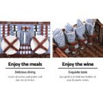 Alfresco 4 Person Picnic Basket Set Insulated Blanket Storage Bag - Image 5