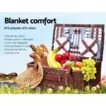 Alfresco 4 Person Picnic Basket Set Insulated Blanket Storage Bag - Image 6
