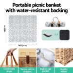 Alfresco 2 Person Picnic Basket Set with Table Blanket Cooler Wooden Insulated - Image 6
