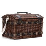 Alfresco 4 Person Picnic Basket Set Wooden Blanket Cooler Bag Outdoor Insulated - Image 3